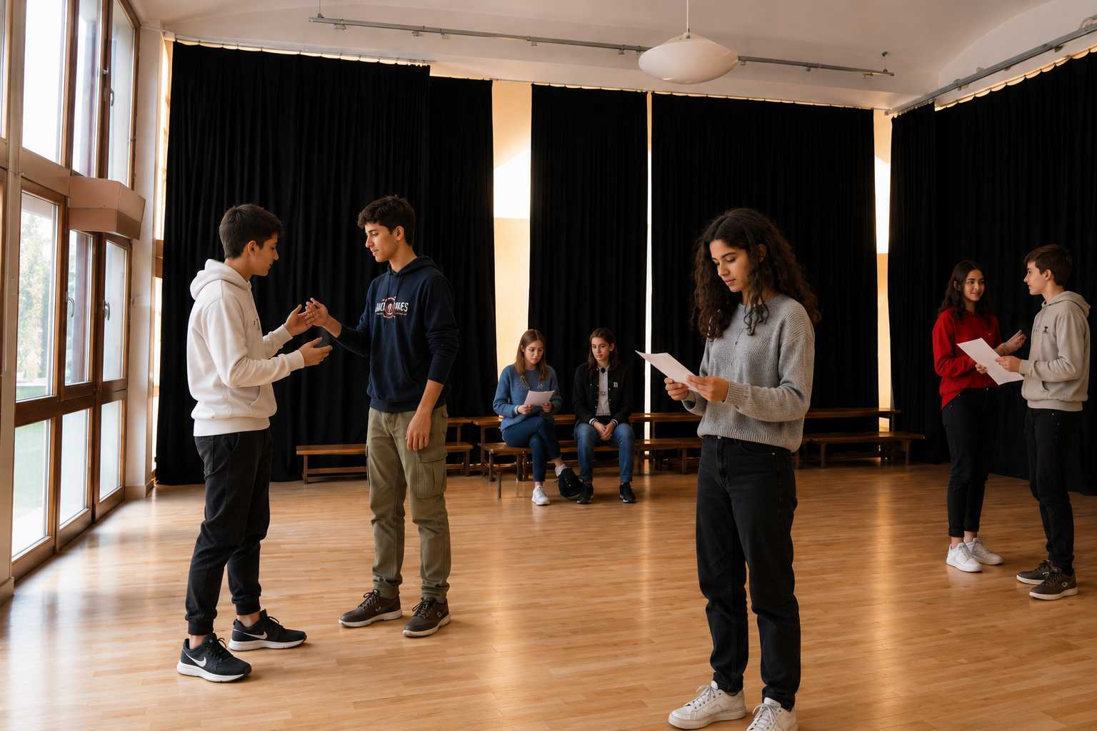 Répétition de théâtre au lycée
