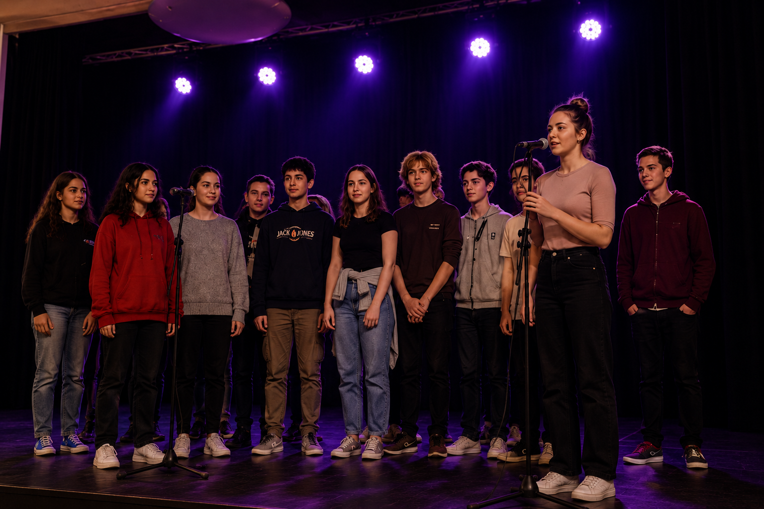 Groupe d’élèves sur scène